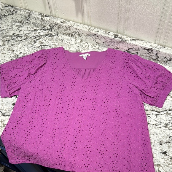 Draper James Purple Eyelet Top - Picture 1 of 11